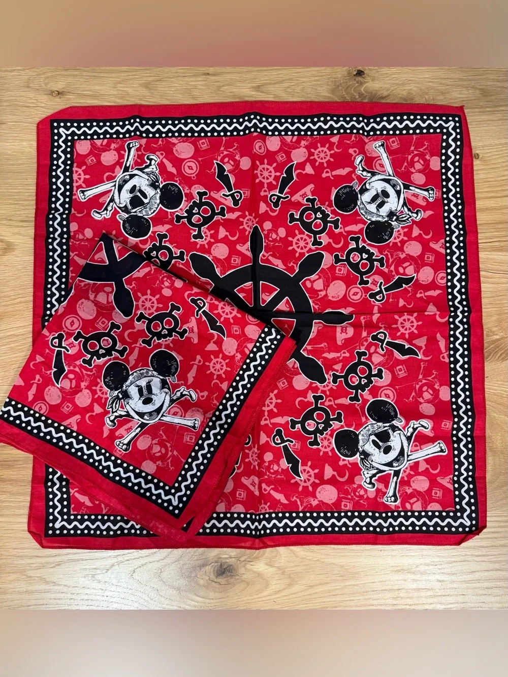 Disney Red Pirate Skull Bandana Scarf featuring Mickey-Set of 2